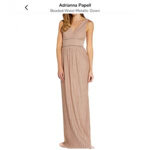Adrianna Papell beaded waist metallic gown